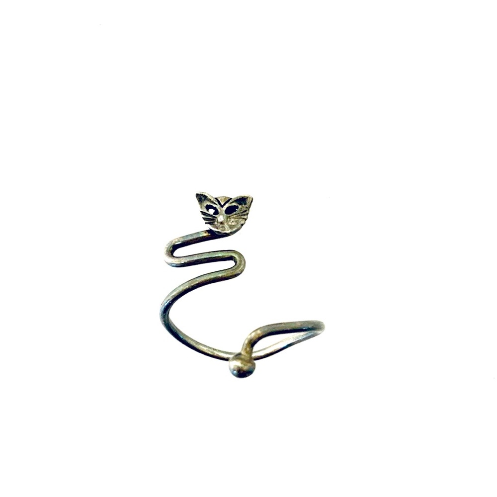 Sterling Silver Vintage Kitty Cat Toe Ring